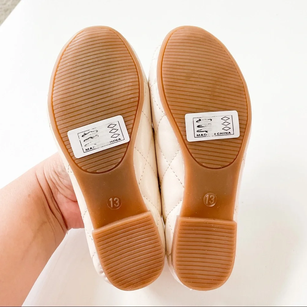 Rosegirl Ivory Quilted Girl Flats C7208 - Picture 3 of 6